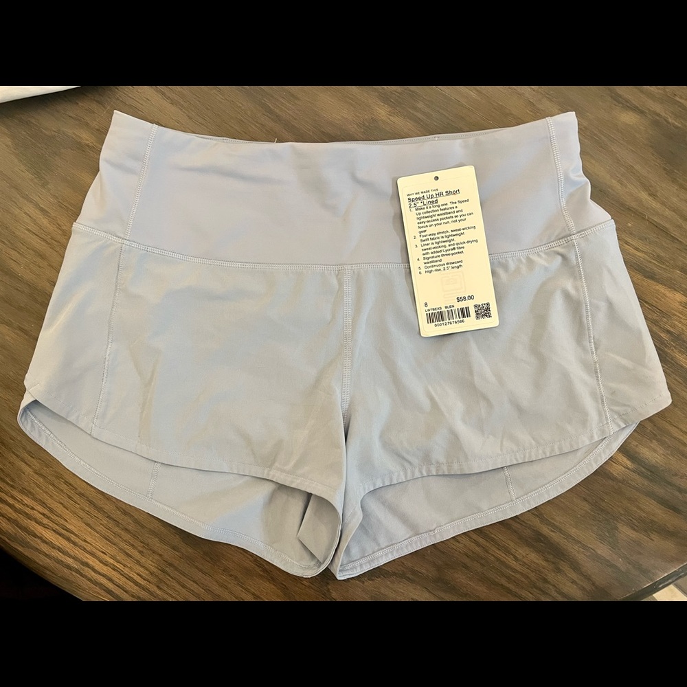 Lululemon Speed Up HR Short 2.5” Lined - Blue Linen Size 8